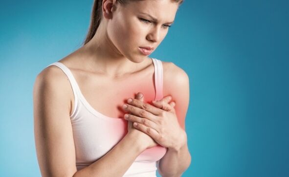 An aching sensation of pain in the heart area is one of the signs of thoracic osteochondrosis
