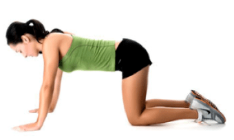 With osteochondrosis, exercises are performed on all fours to relieve the spine